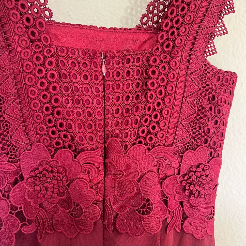 Unitedwood high low Jodie cocktail dress floral lace crochet red cocktail party - Picture 14 of 16